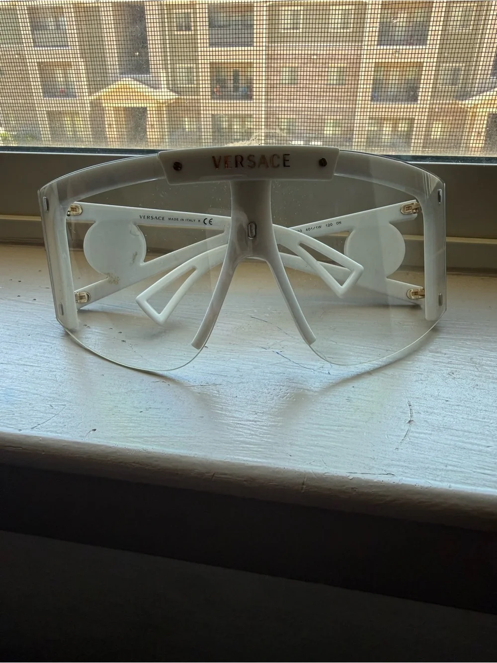 Versace White Shield Visor Sunglasses